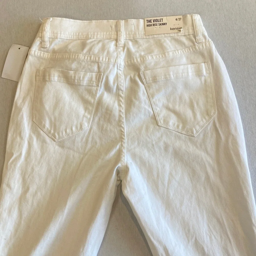 NEW Kensie Jeans 4/27 (26x27) Violet High Rise Skinny White Raw Hem Denim NWT